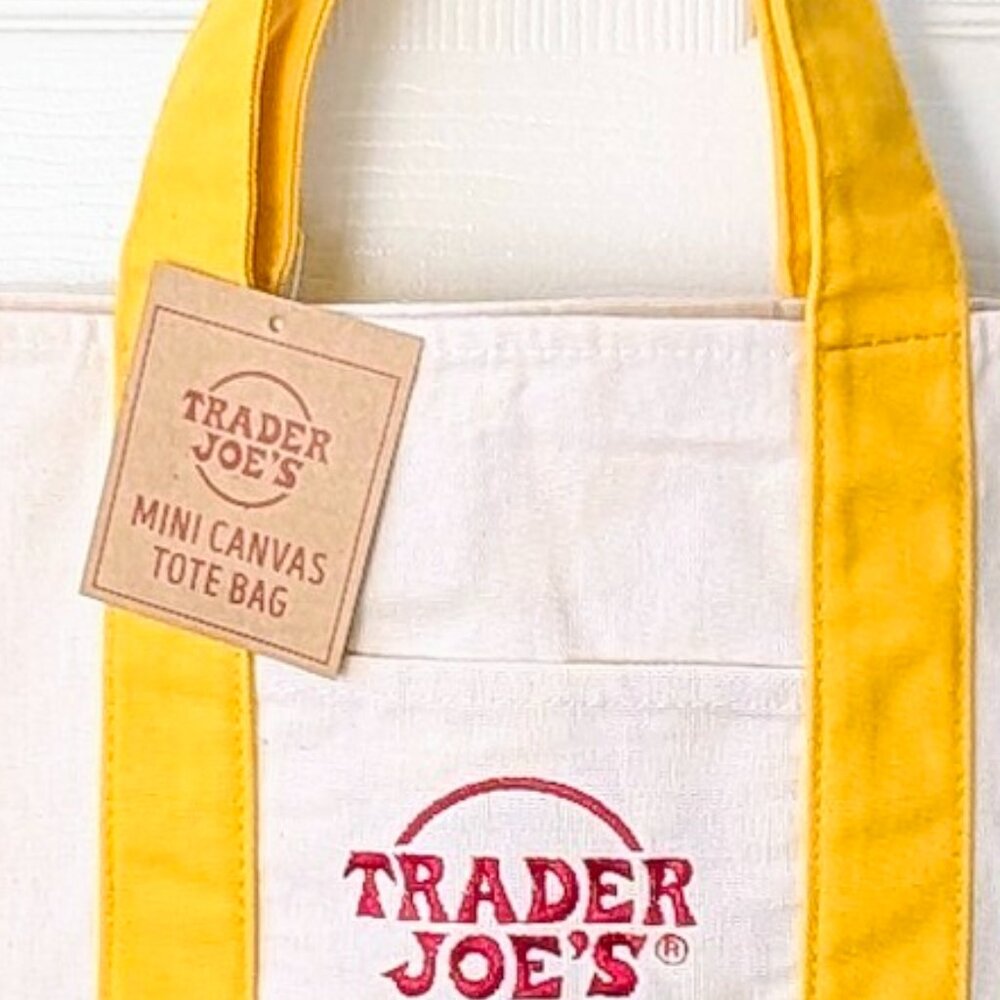 NWT LIMITED RELEASE Trader Joe's Yellow Mini Canvas Tote Bag 🛍️ - Picture 2 of 3